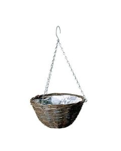 Willow & Black Rattan Round Basket - 35cm / 14"