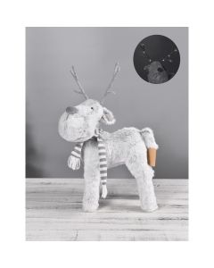 Grey Reindeer With Led Antlers and Scarf