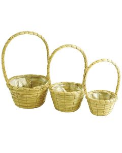 Round Seagrass Basket Planters - 17cm