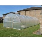 Polytunnel with Foundation Tubes for Soil