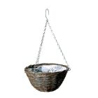Willow & Black Rattan Round Baskets - 25cm / 10”