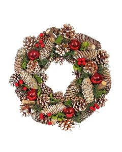 Red Bauble and Berry Wreath - 30cm