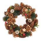 Woodland Wooden Gold Stars with Fruit Wreath - 30cm