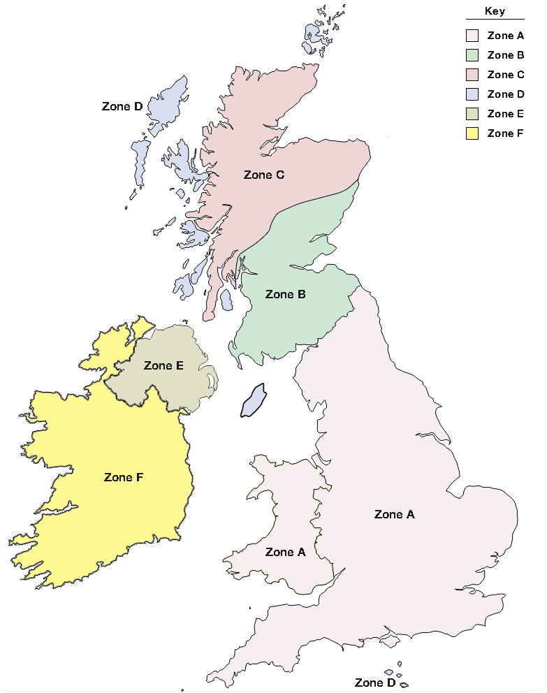 Zone map for delivery